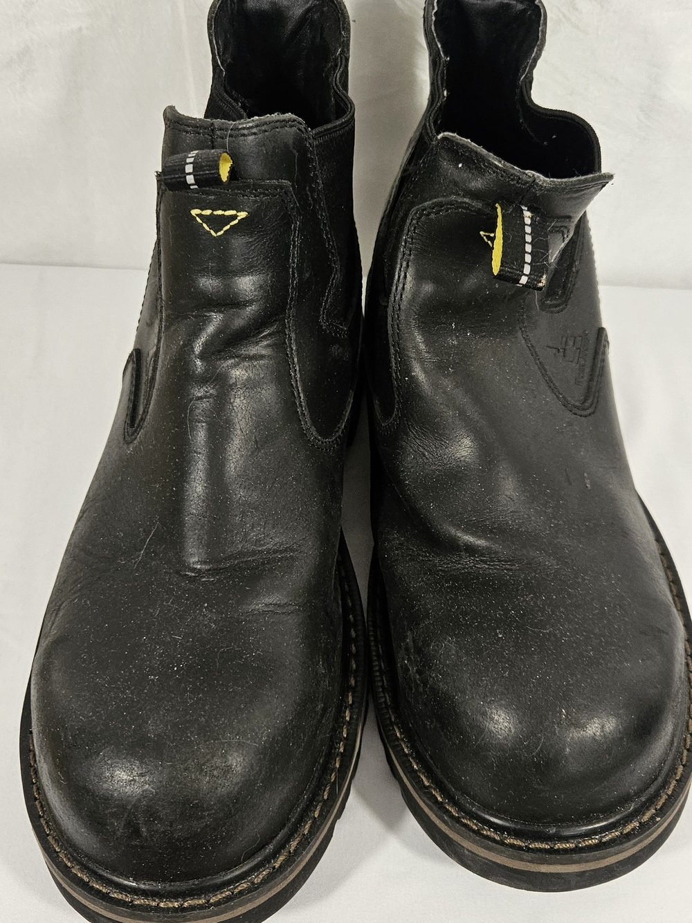 Men's Black Leather Slip-On Work Boots #285